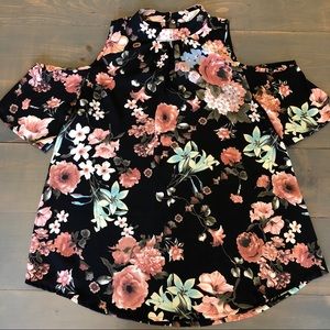 Floral Cold Shoulder Blouse